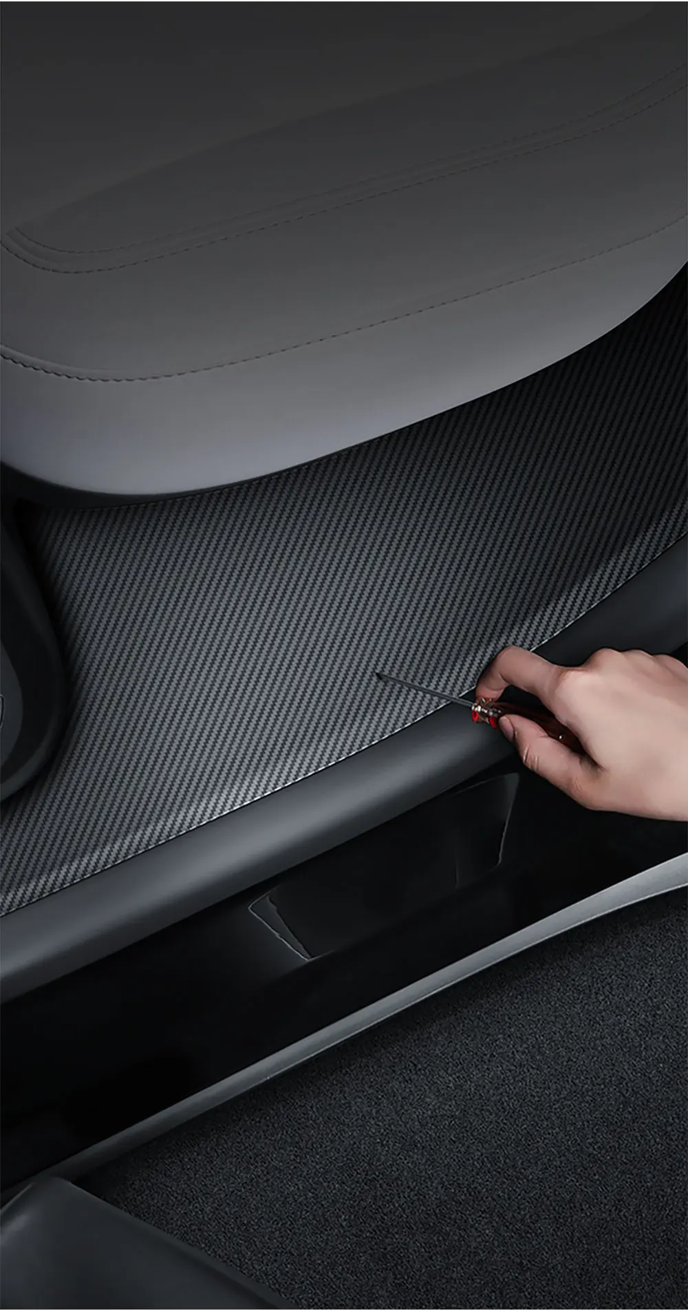 YZ für Tesla Model 3Y Highland Juniper 2021–2025, hintere Einstiegsleiste, Schutzleiste, Sitz, Anti-Kick-Pad, Eckenschutz, Zubehör – Detail 5