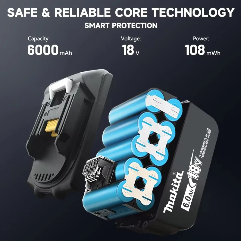 BL1860 Genuine 6AH Makita 18V Battery Power Tools Li-ion Replacement LXT BL1850 BL1840 for 18 V Screwdriver with BMS TPCELL 18V