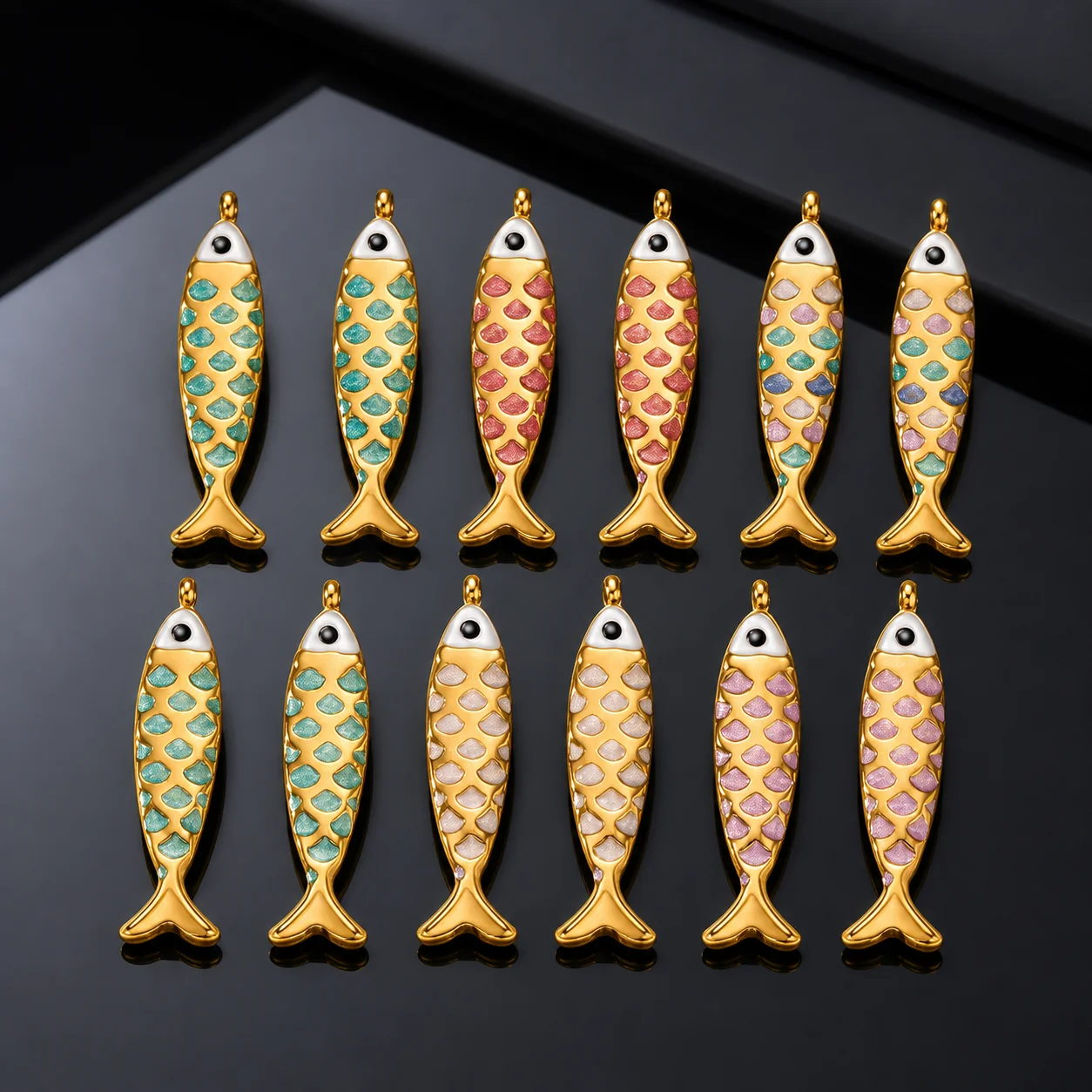 5Pcs Stainless Steel Multicolor Enamel Ocean Fish Animal Charms Pendants For DIY Women Earrings Necklace Jewelry Making Finding