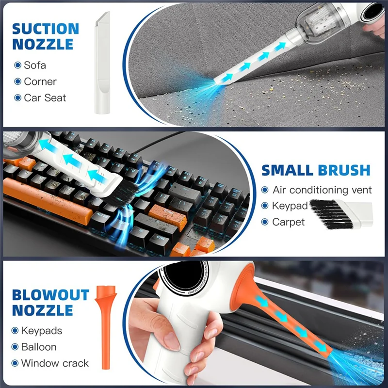 무선 휴대용 자동차 진공 청소기, 먼지 제거 및 송풍용 고출력 미니 진공 청소기 간편한 설치 사용하기 쉬운-A77G