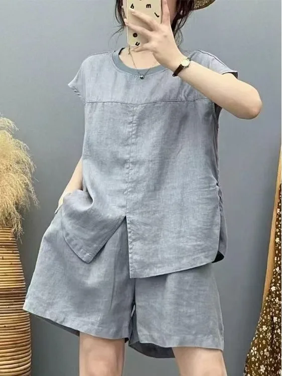 

Ele European Sle Summer New Simple Faion Fly Sve Silk Vest irt Женский комплект с эластичной резинкой на талии