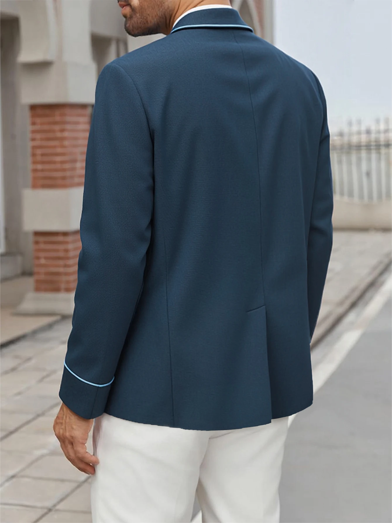 سترة رجال الأعمال غير الرسمية الأنيقة لربيع وخريف 2026 على الطراز البريطاني الإيطالي معطف رسمي مزين بأزرار للتنقل