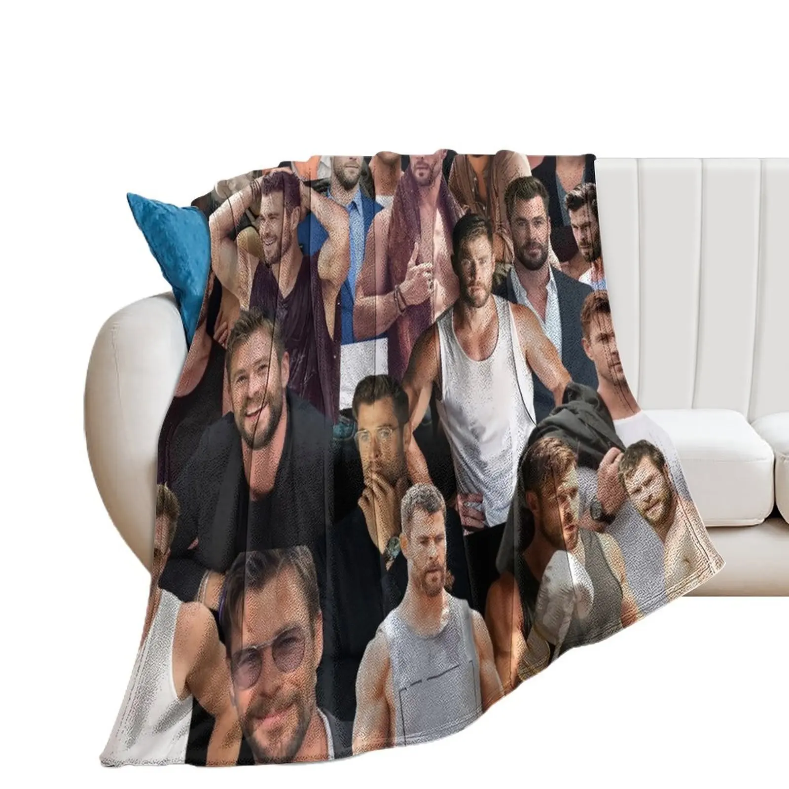 

Chris Hemsworth photo collage Throw Blanket Moving Soft Plush Plaid Blankets