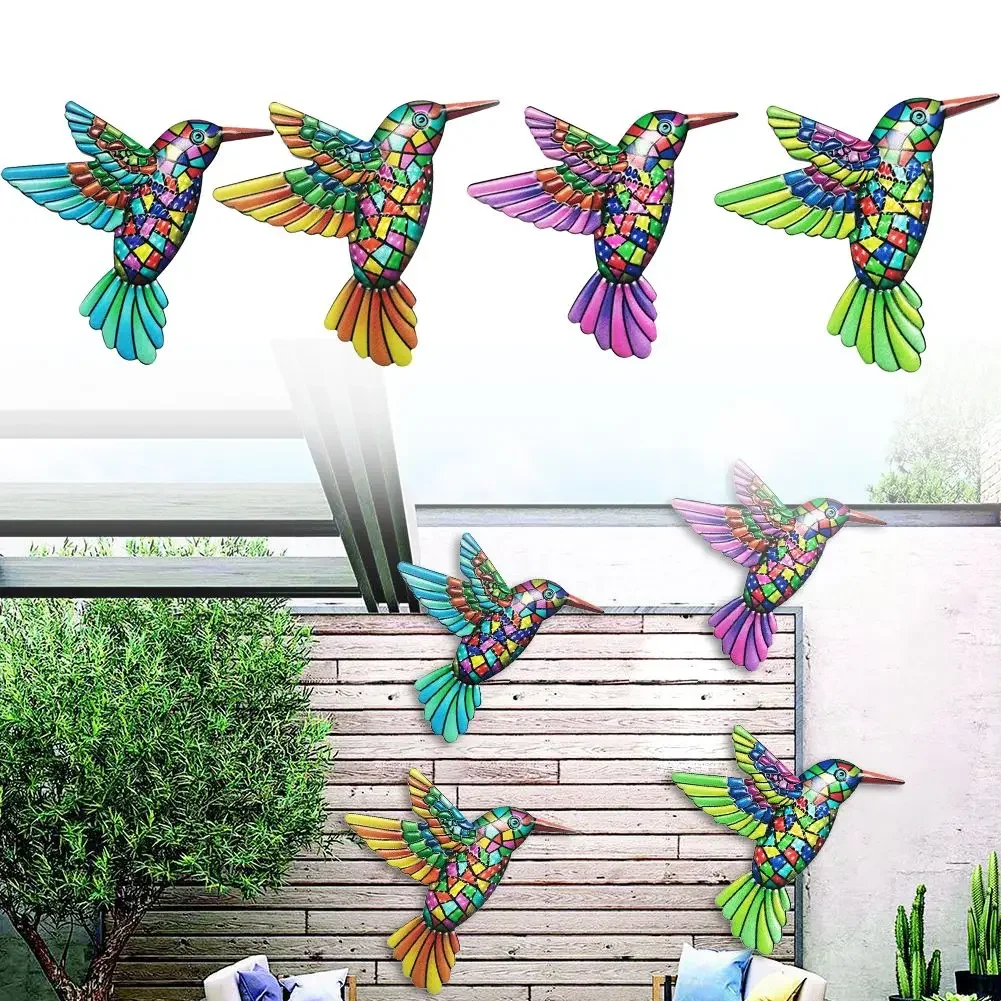 Garden Yard Metal Bird Decorative Items 13.5*12cm/5.3*4.7inch Hanging Ornament Iron Outdoor Wall Art Sculpture