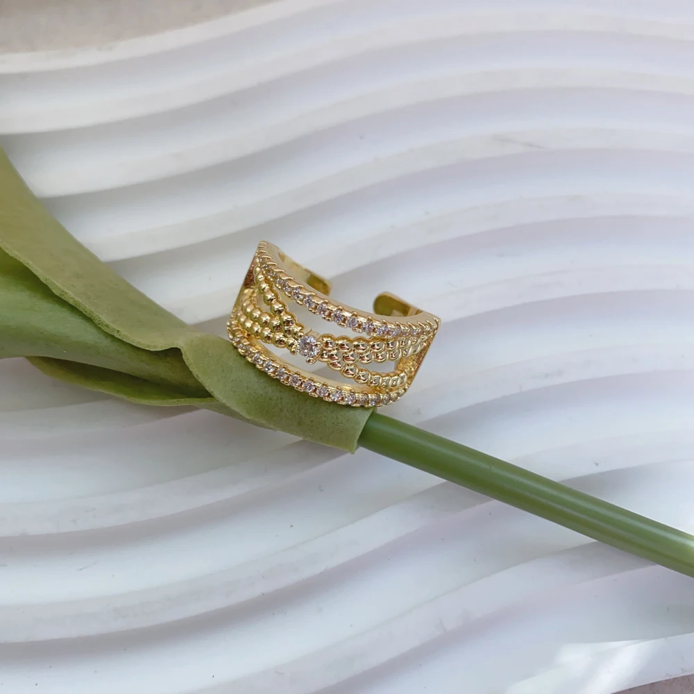2024 تصميم جديد 18 كيلو مطلية بالذهب النحاس الزركون خاتم موضة خواتم النحاس للمجوهرات النسائية #3