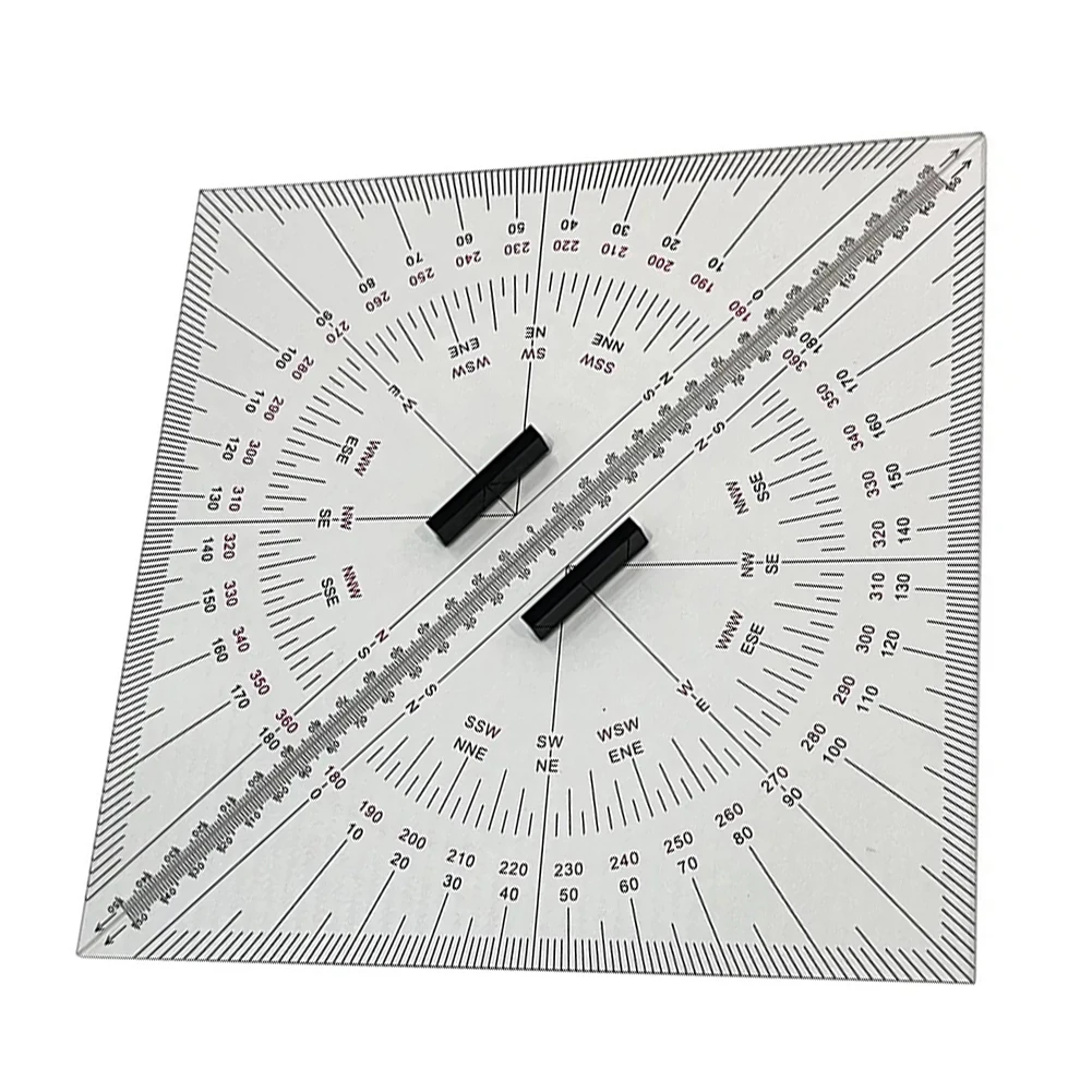 2PCS Chart Drawing Triangle Ruler Acrylic 300mm-Nautical Navigation Triangle Drafting Marine Accessories Diagram Drawing Set