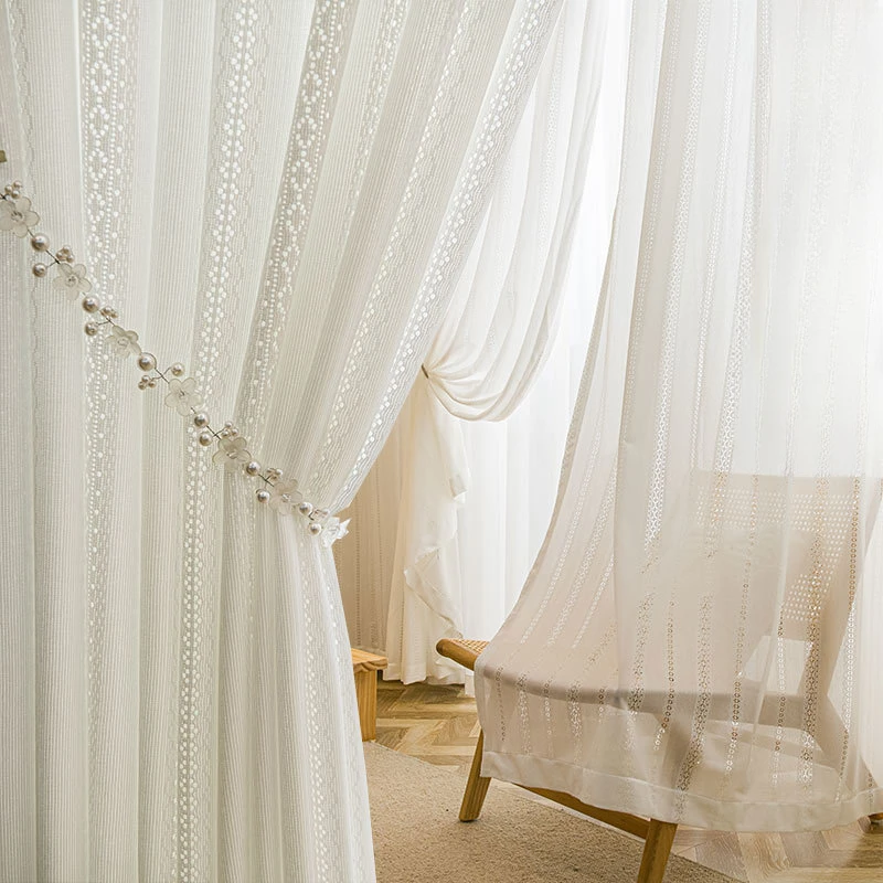 

Japanese Sunscreen Tulle Curtain Living Room Bedroom Study Sunscreen Insulation Yarn Pastoral Light Transmission Yarn