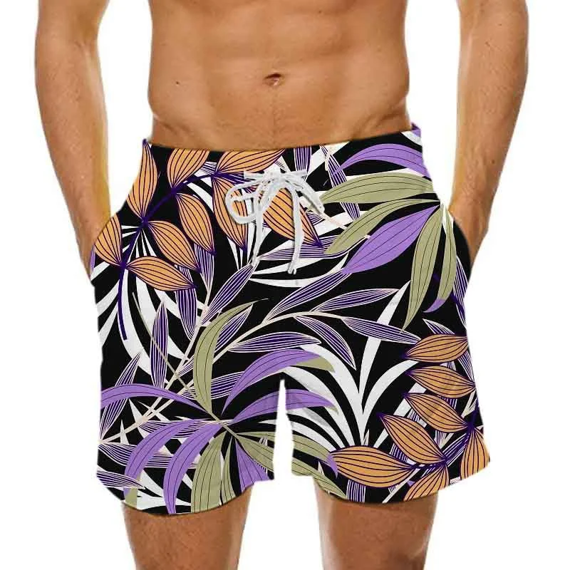 New Hawaii Beach Shorts Men Vegetative Leaf Board Shorts Casual Holiday Swim Trunks Y2k 3D Print Surf Swimsuit Homme Short Pants