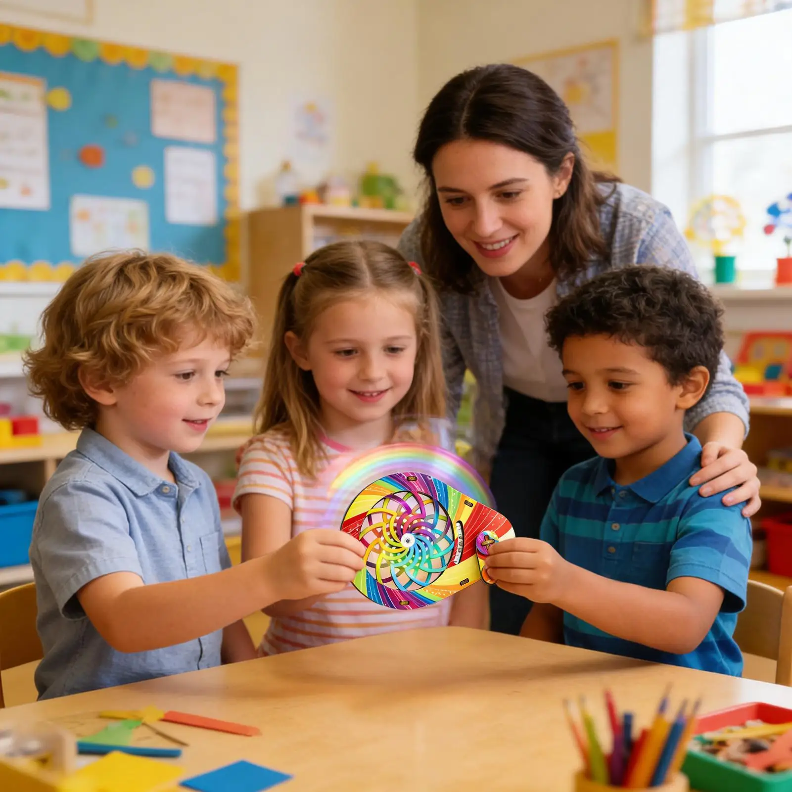 

Rotating Optics Toy Educational Interactive Wooden Rotating Kids Activity Optics Learning Toys For Boys Girls Kids Adults Teen