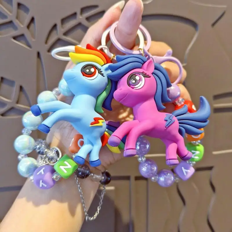 Kawaii My Little Pony ลูกปัดตุ๊กตาน่ารักกระเป๋าจี้โทรศัพท์มือถือจี้พวงกุญแจการ์ตูนของเล่นของขวัญ