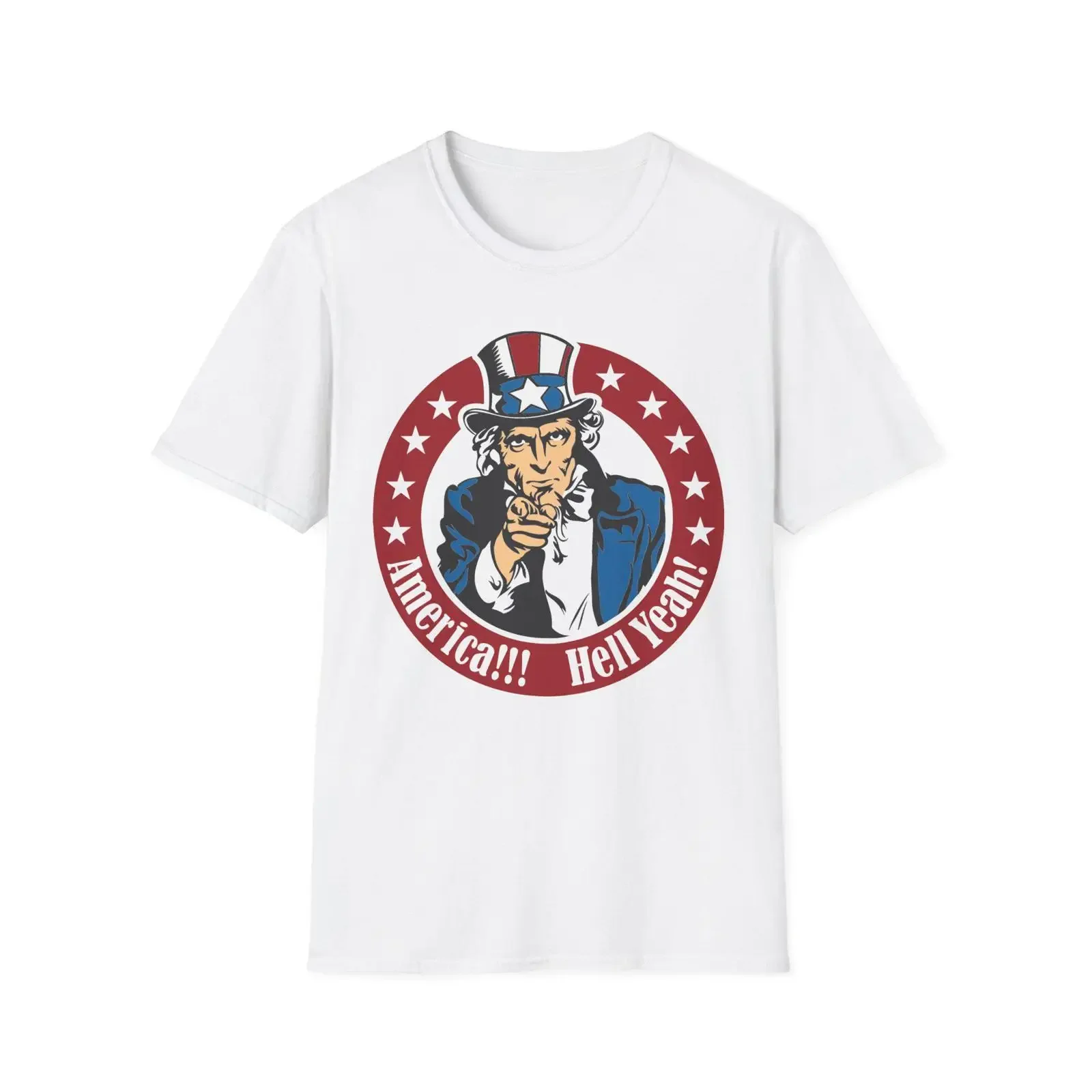 Uncle Sam Pointing graphic T Shirt Patriotic USA stars design vintage Washed fashion Versatile Comfortable Soft Stretched