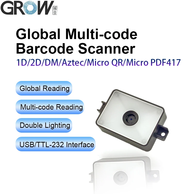 GROW GM78 Global Multi-code DC5V USB UART Interface 1D 2D Bar Code Qr Code Scanner Module Reader Support QR DM AZTEC PDF417