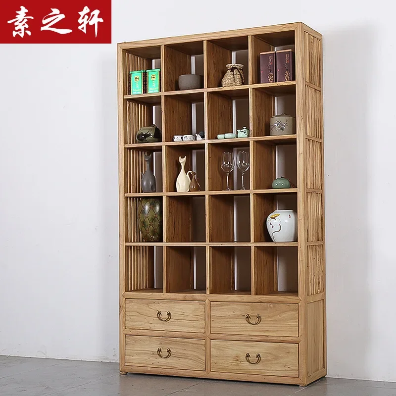 Solid wood Duobao Bogu rack paint-free tea showcase display rack