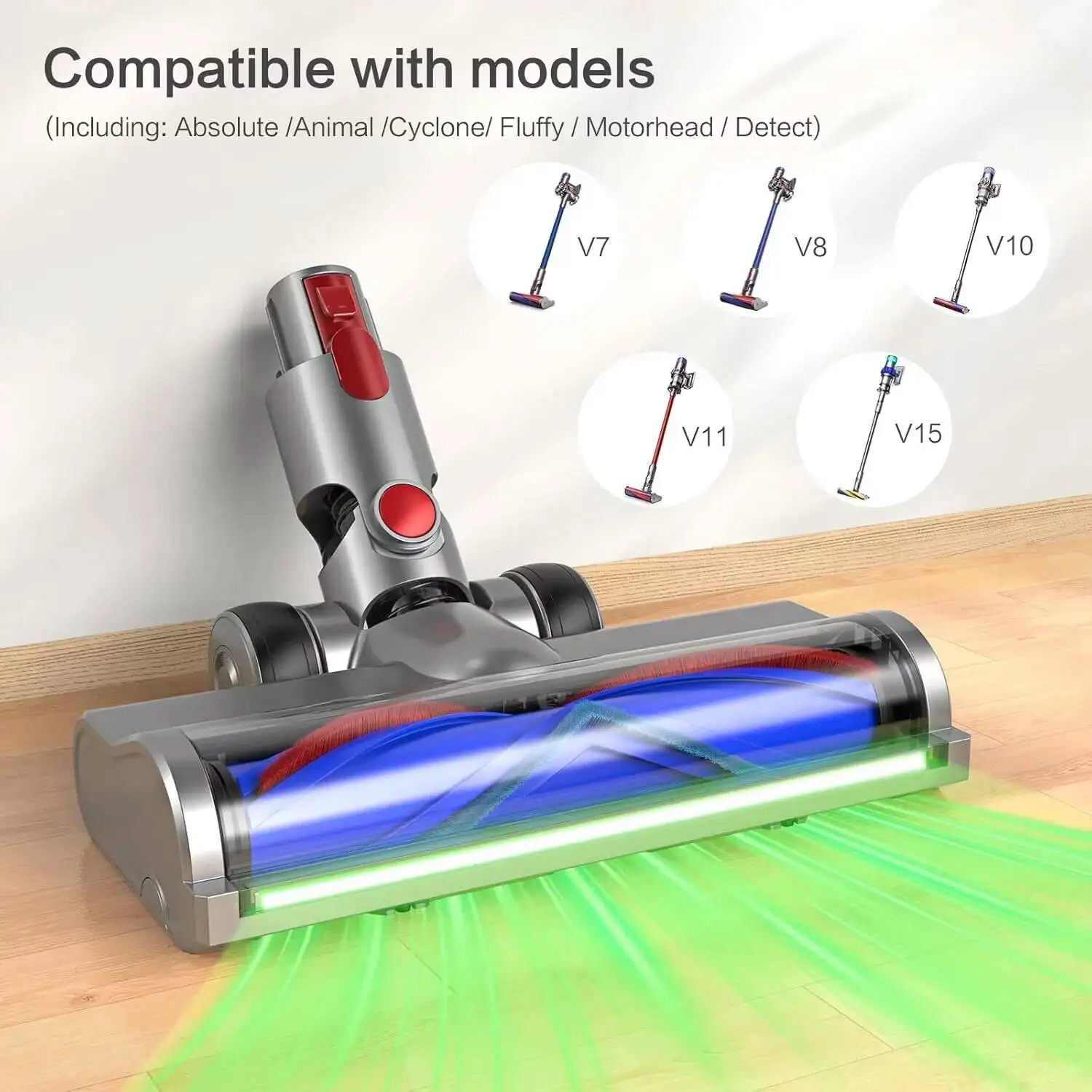 Vacuum Cleaner Brush Head For Dyson V8 V10 V11 V15 V7 Brush Replacement Floor Brush for Hard Floor With Independent Green LED