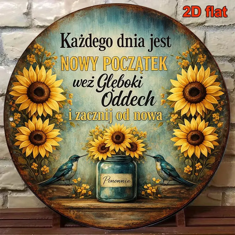2D Flat - 1pc 8*8In/20X20Cm 2D Flat Round Sign, Vintage Plaque about 