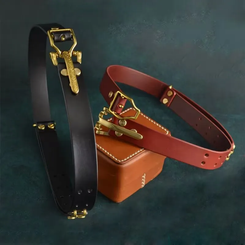 3.8CM Men\'s Genuine Leather Belt Brass Buckle Retro Luxury Design Handmade Top Cowhide Original Color Belt For Man Jeans Cowboy