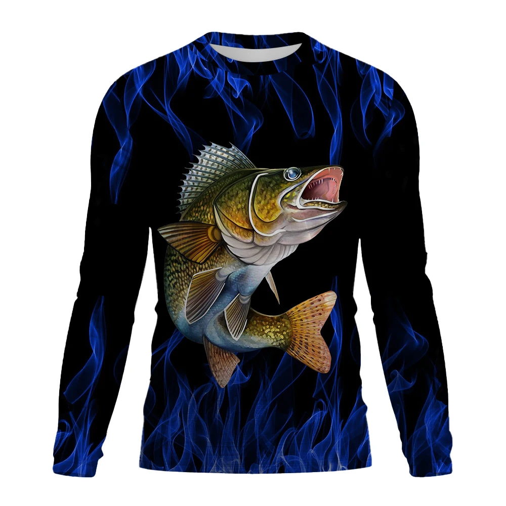 

Spring And Autumn Fish Pattern 3D Print Men's T-shirt Outdoor Fishing Sports Breathable Tee Top Trend Casual Long Sleeve T Shirt