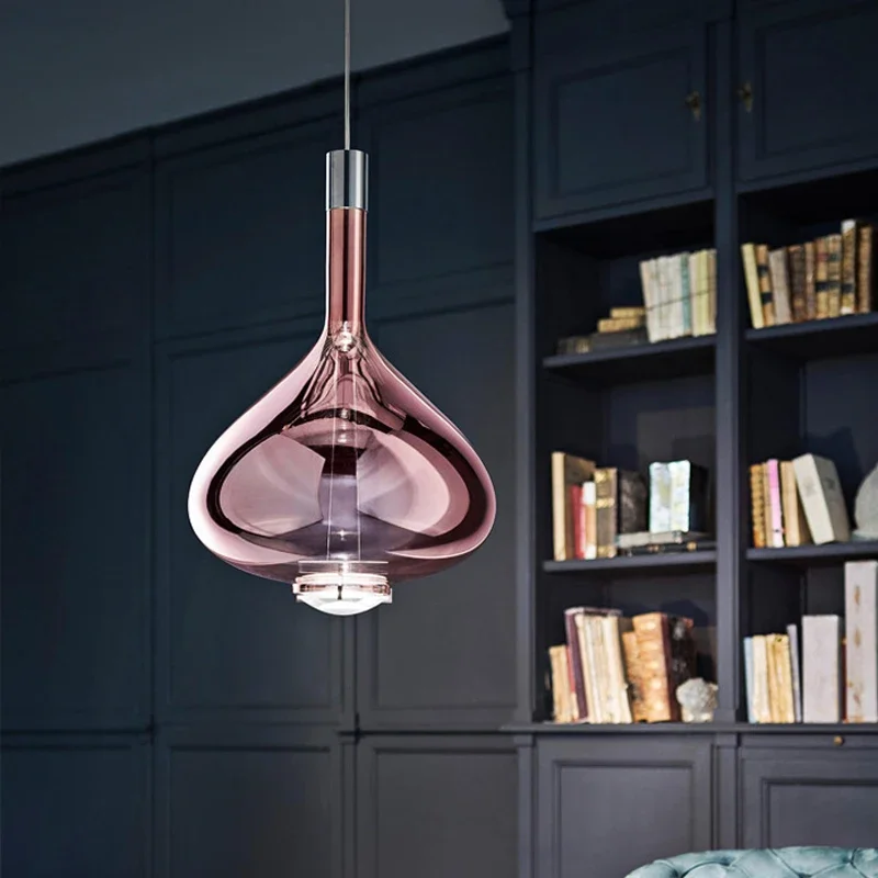 Nordic restaurant coffee shop model room creative post-modern simple bedside glass single head chandelier
