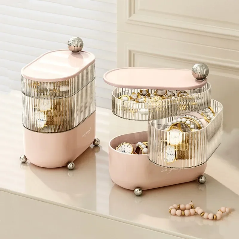 

Cute Bear Earring Necklace Watch Lipstick Cosmetic Storage Makeup Skincare Holder Desktop Jewelry Organizer Make Up Bag