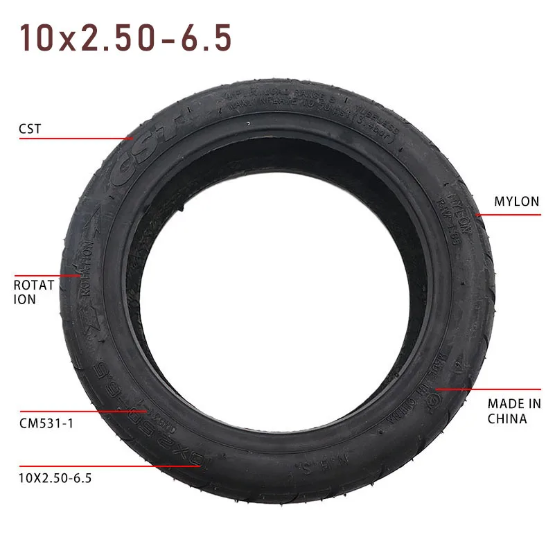 10x2.50-6.5 High Quality  Tubeless Tyre 10 Inch Vacuum Wheel Tire for Electric Scooter Accessories