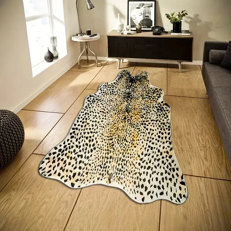 VIKAMA Western Style Faux Animal Skin Rug, Washable and Non-Slip, Living Room Sofa Mat, Bedroom Bedside Rug, Home Decor - view 4
