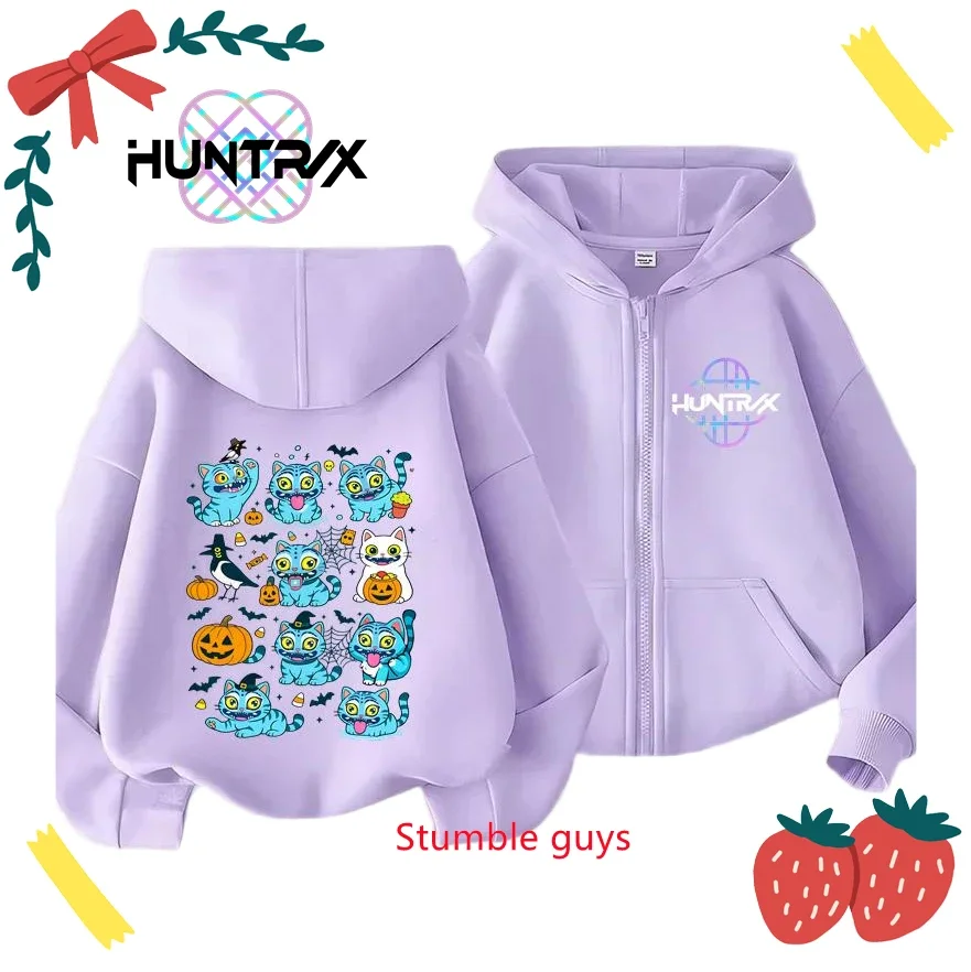 أطفال قلنسوة بسحاب ربيع الخريف Kpop شيطان الصيادين الدافئة الفتيان الفتيات ملابس الخريف المشي البلوز #5