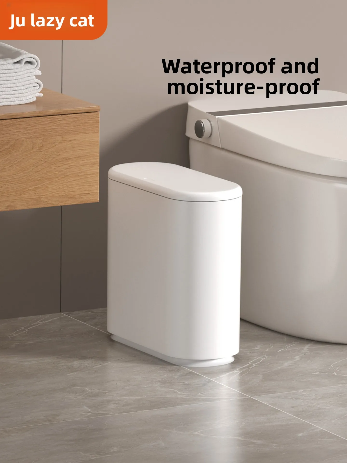 防水浴室用ゴミ箱-大容量-高級感-エレガントな新型-蓋付き-トイレ隙間用-小型-怠惰な猫ブランド-イタリアンミニマリストスタイル