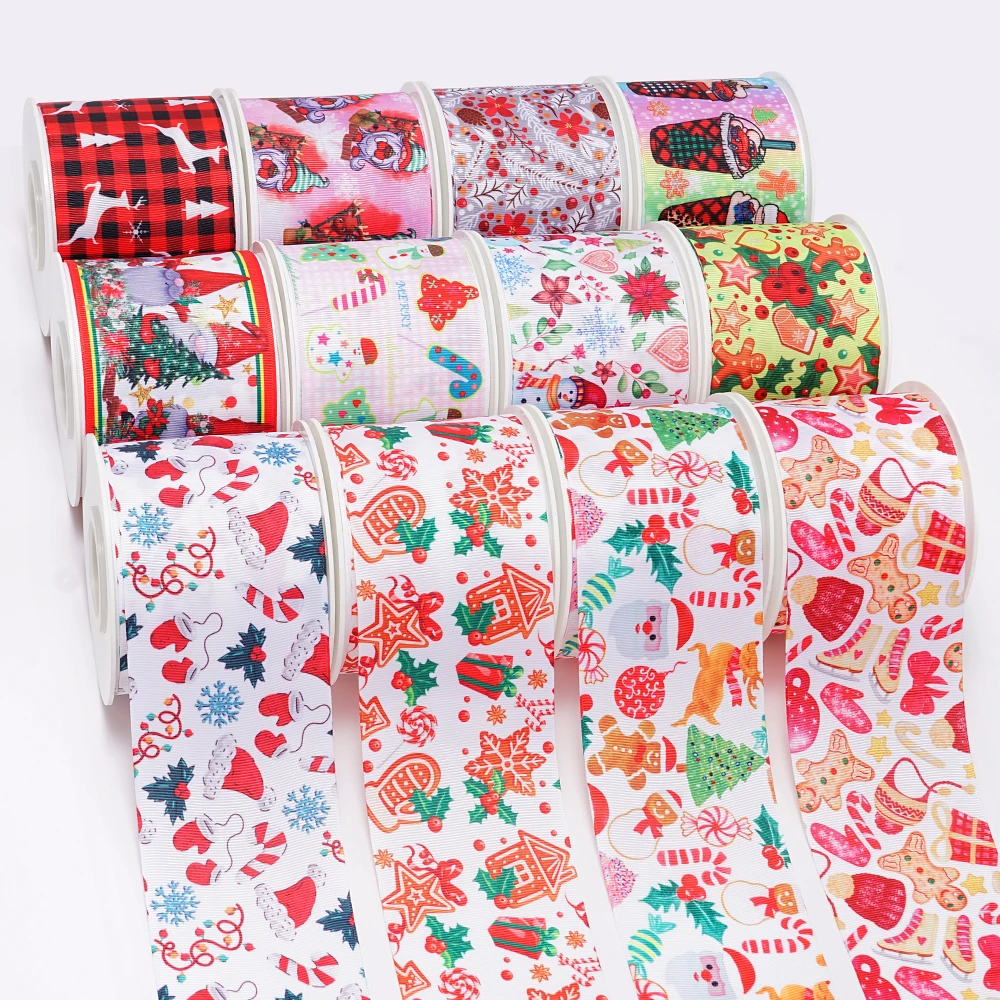 

5 Yards Merry Christmas Printed Grosgrain Satin Ribbons For Bows DIY Craft Decoration Packaging Supplies. 72229