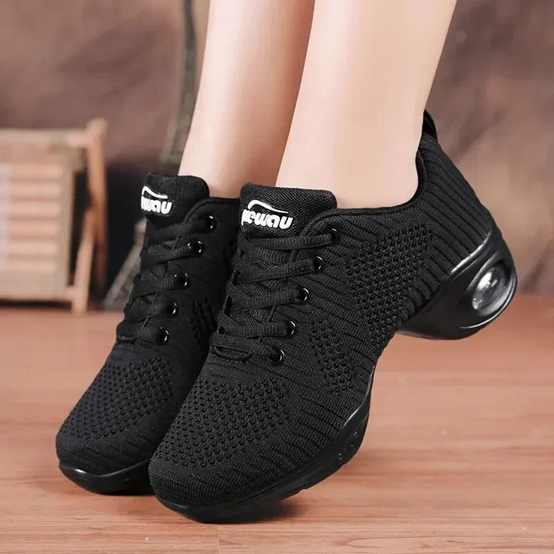 Women Sneakers Shoes Women's Jazz Shoes Lace-up Sneakers - Breathable Air Cushion Lady Split Sole Athletic Dance Shoes Platform