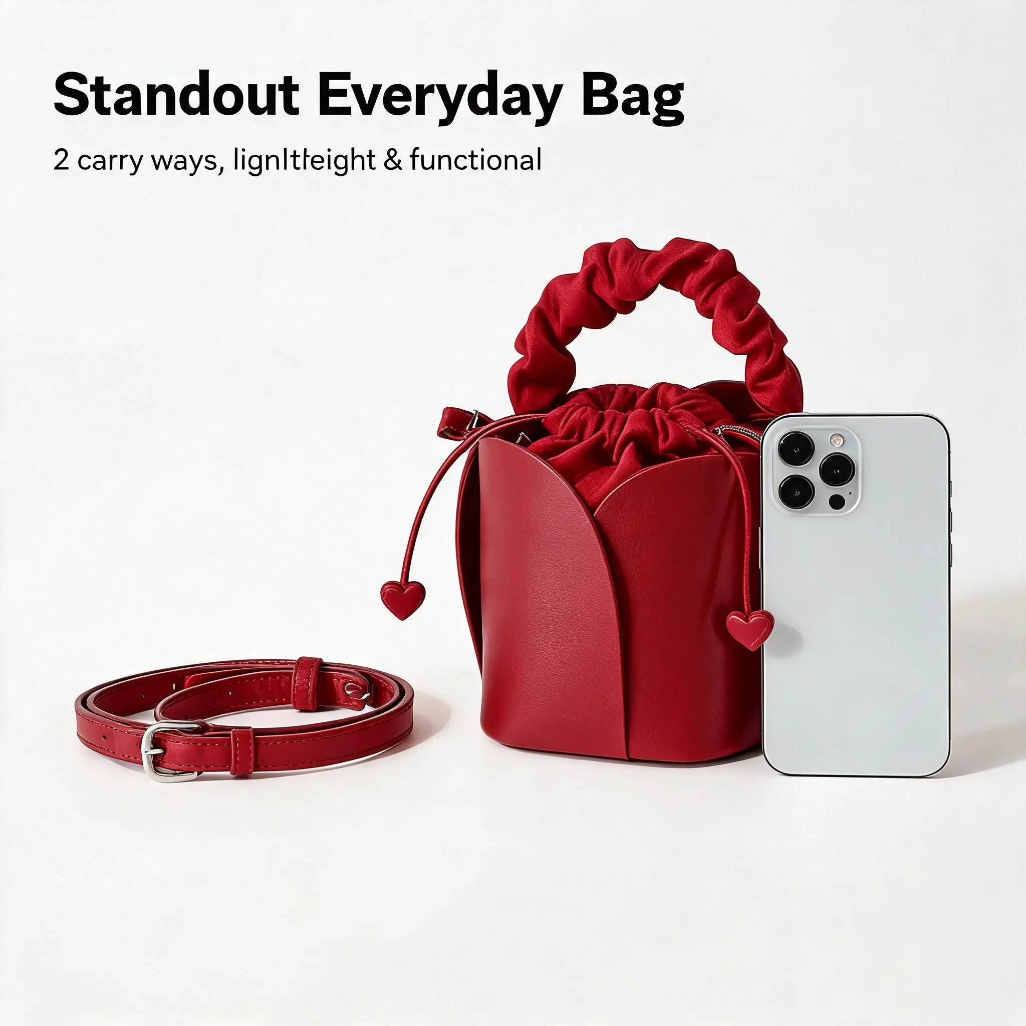 

2026 New Luxury Petal Bucket Bag Women Solid Color Fashion Casual Handbag High Quality Commuter Daily Shoulder Crossbody Bag