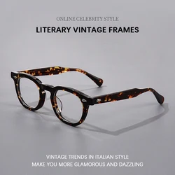 2024 Men luxury Retro Luxury Glasses Frame Women Square Round Acetate Glasses Frame Decorative Fashionable Trending Eyeglasses