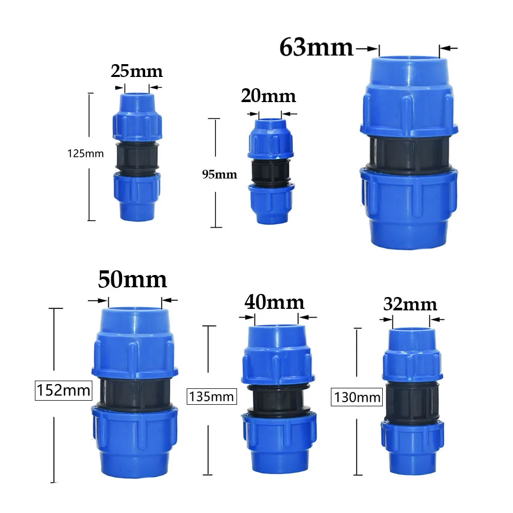 Divisor de agua del grifo de plástico PE, Conector de válvula rápida, accesorios de tubería de agua de riego de granja de jardín, 20/25/32/40/50/63mm