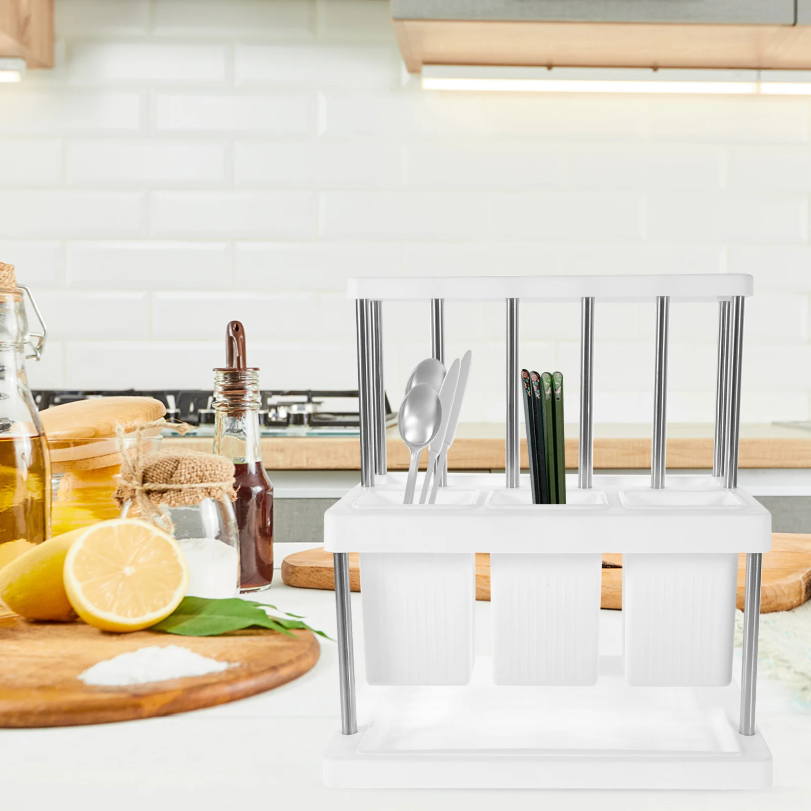

Cutlery Holder Utensil Holder Stainless Steel Spoon Chopstick Organizer for Kitchen Countertop Storage Silverware Container