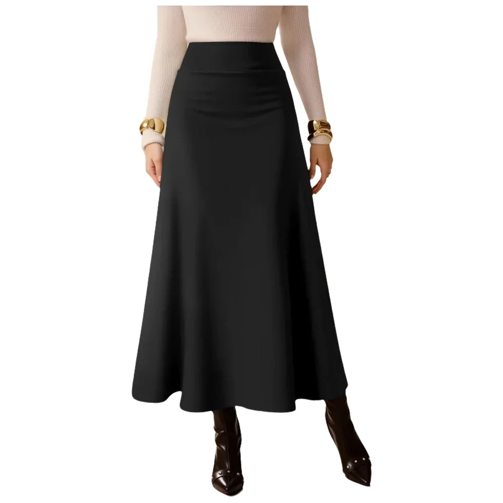 Glamorous Solid Midi Skirt | High Waist A-Line for Cocktails & Events, Stand Out in Style