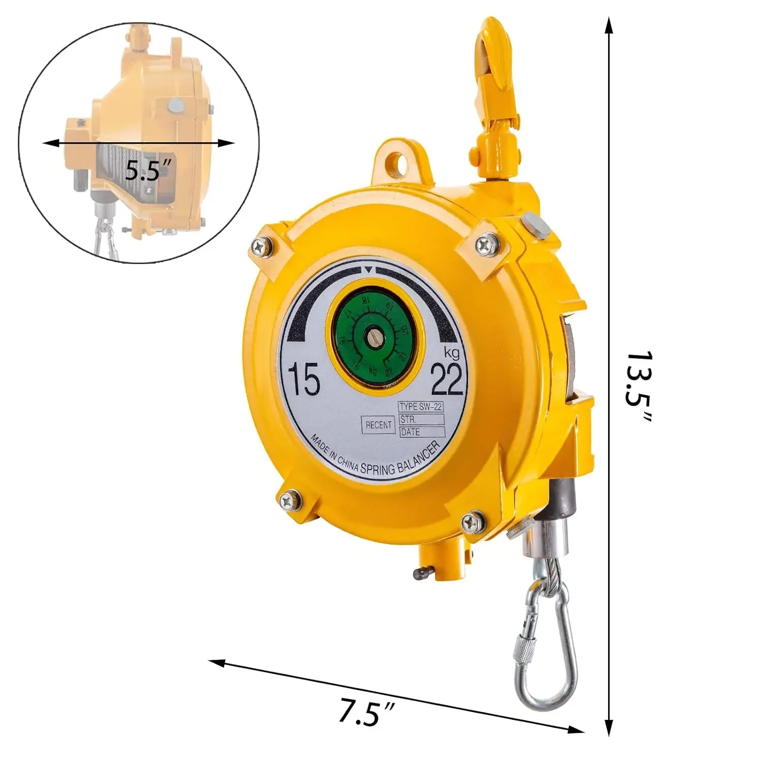 Spring Balancer 33-49lbs(15-22kg) Retractable Tool Holder 1.5m Length Tool Balancer with Hook and Wire Rope Adjustable