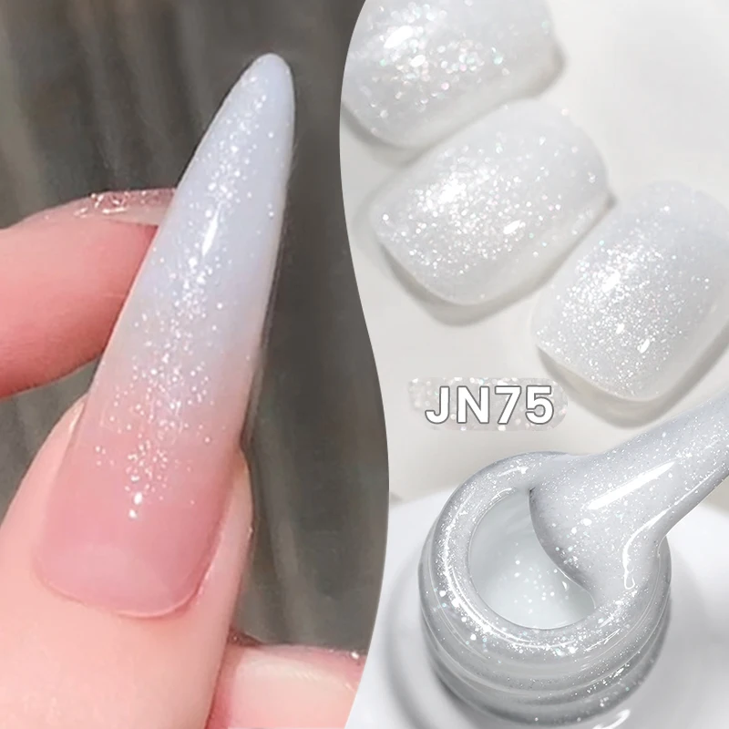 BORN PRETTY Milky White Jelly Glitter Gel Nail Polish 10ml Nude Semi Permanent Soak Off UV LED Varnish Sparkle Syrup Gel Nail