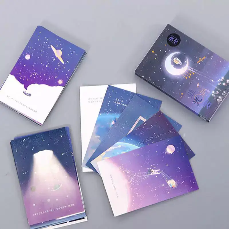 30PCS Light Chaser Series Postcards Set -  Luminous Starry Night Greeting Card Perfect for Stargazers & Gift‌