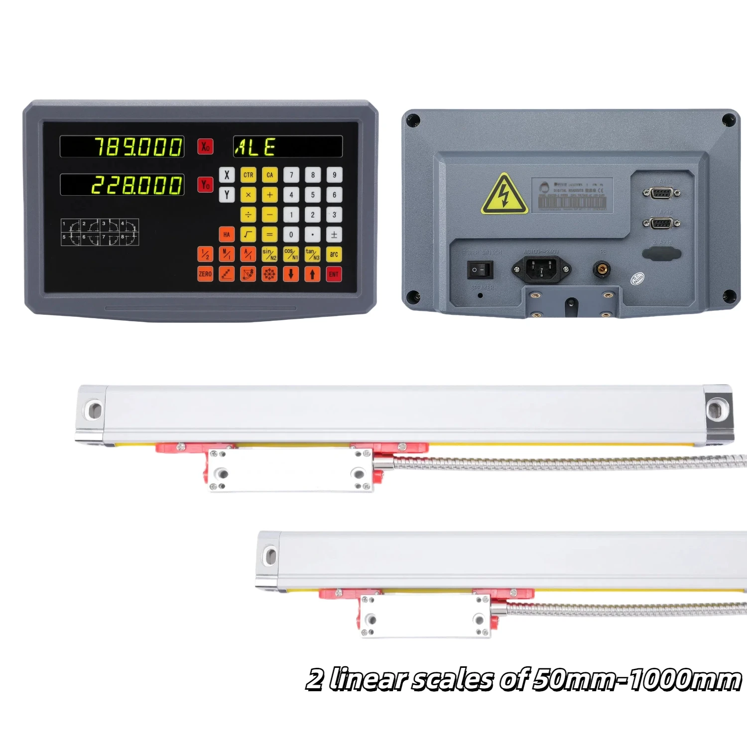 SDS2MS 2-осевой комплект DRO, фрезерный токарный станок, цифровой дисплей считывания с 2 шт., 5 мкм, оптическая линейка, линейный кодировщик шкалы
