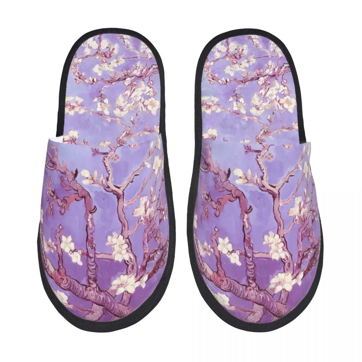 Pantuflas Personalizadas de Espuma Viscoelástica con Diseño de Flores de Almendro de Van Gogh para Mujer, Zapatos de Casa para Hotel