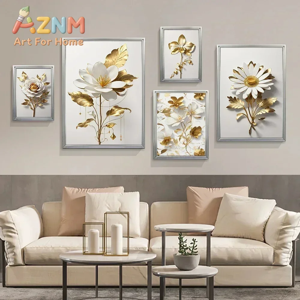 Flower Art Poster Metal Petal Leaf Design Wall Art Picture Canvas Print Painting Modern Style Gallery Apartment Home Decor