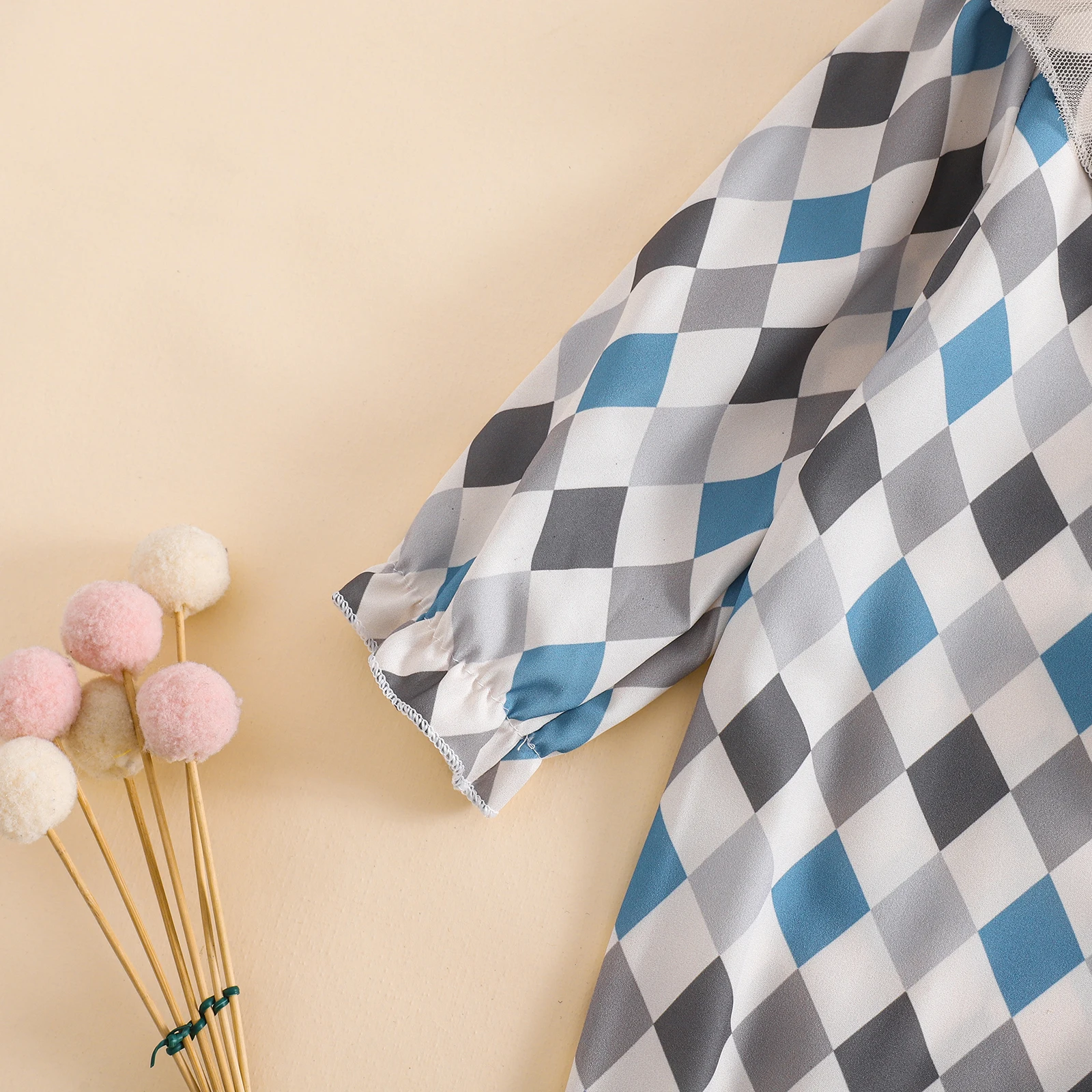 

1-5 Years Little Girl Halloween Plaid Romper Toddler Kids Long Sleeve Ruffled Round Neck Sweet Jumpsuit Clothes