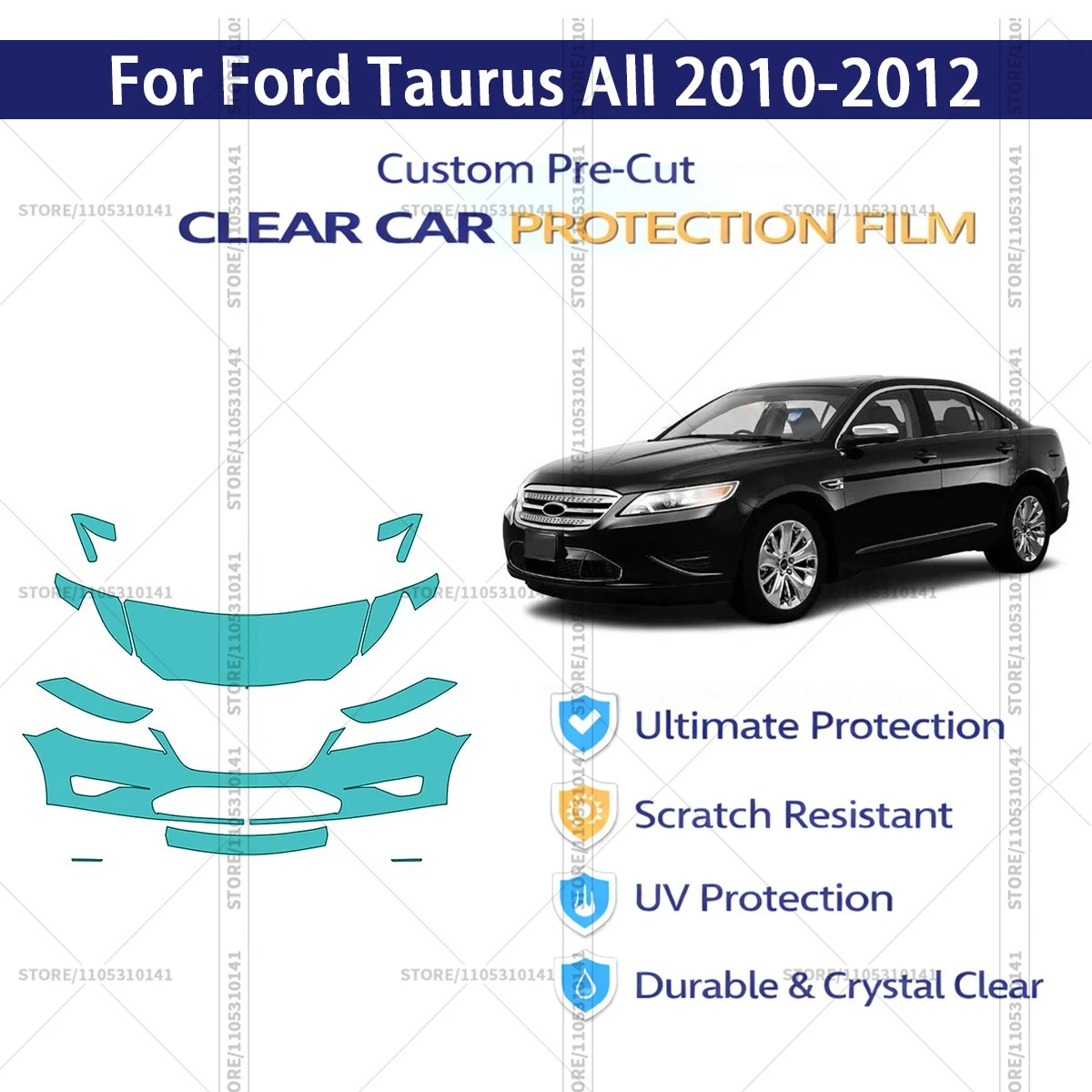 Pre-Cut Paint Protection Film PPF Transparent Car Film Professional Automotive PPF  Front Kit For Ford Taurus All 2010-2012