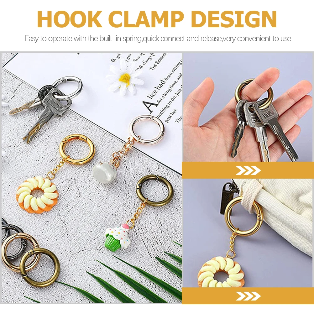 

18 Pcs Spring Collar Snap Hooks Zinc Alloy Round Carabiner Metal O Ring Purse Accessories Bag Making Craft Project Luggage Tent