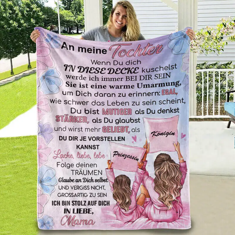 

German Language To My Daughter Blanket Soft Flannel Blanket Sofa Bed Cover Express Love Message Nap Blankets Christmas Gift