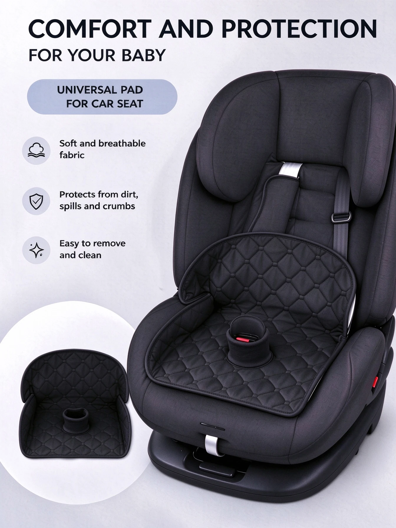 Baby Diaper Pad Car Seat Liner, Potty Training Car Seat with Waterproof Layer, Suitable for Children's Car Seats, Strollers, and High Chairs, Machine Washable and Dryer-Safe
