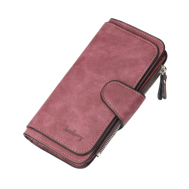 

Brand Women Wallets 4-fold Multi-slots Card Holder Fashion Long PU Leather Top Quality Classic Red Purse Zipper Wallet for Women