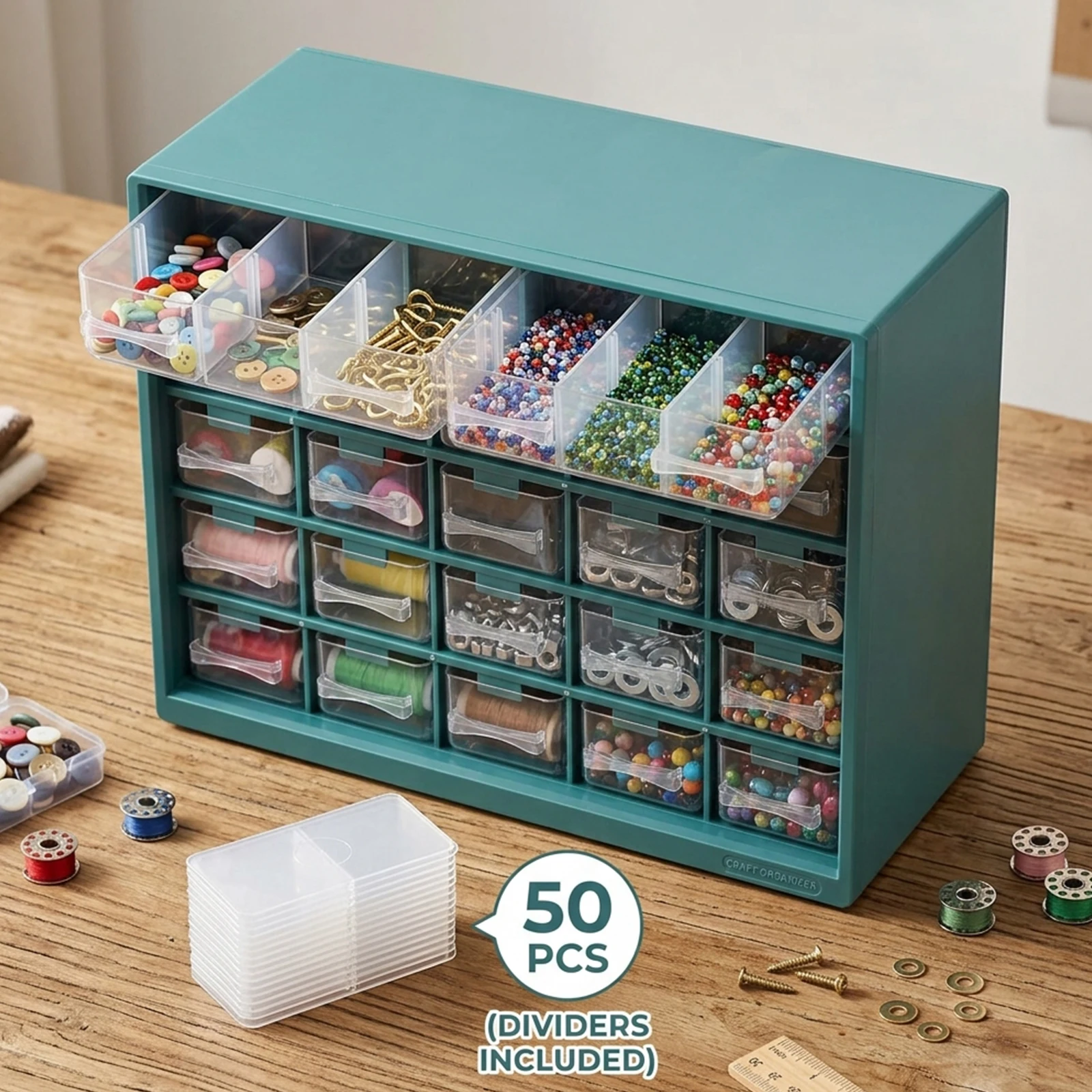Hardware Storage Organizer, 25 Grids Drawer Parts Cabinet, Plastic Hardware Storage Organizer for Nuts Bolts Crafts Tool