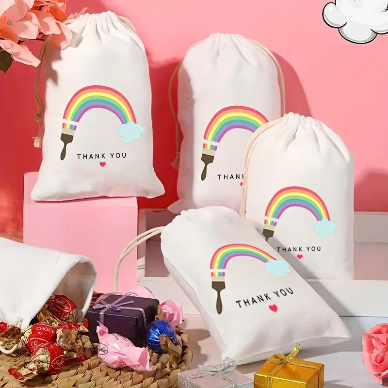 Five Colorful Art Themed Party Favor Bags for Kids Suitable for Boys Girls Birthday Celebration Thank You Gifts for Guests