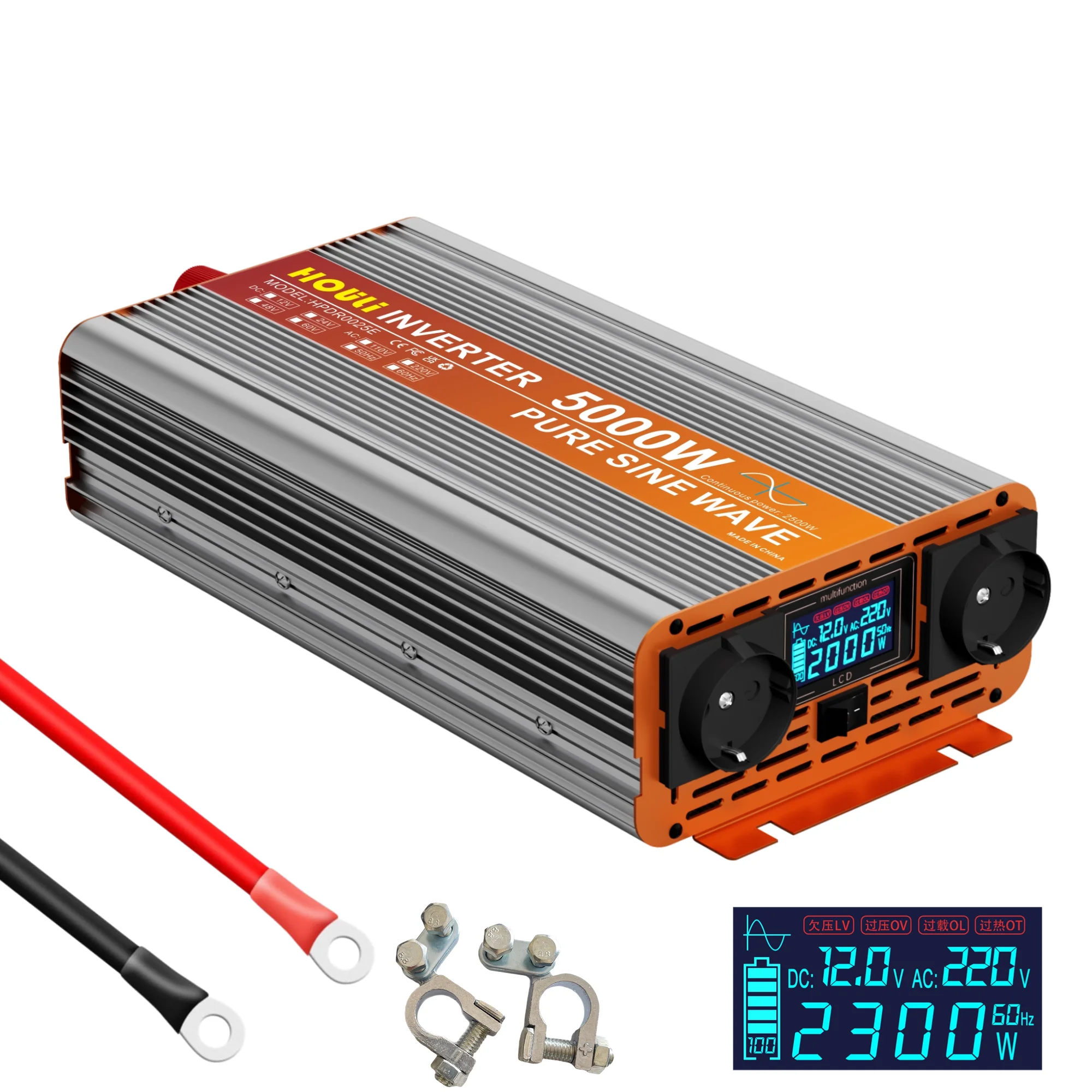 for HOULI power pure sine wave solar inverter 3000w inversor de corriente 12v a 220v 5000w 4000w 24v 48v solar inverters 6000w