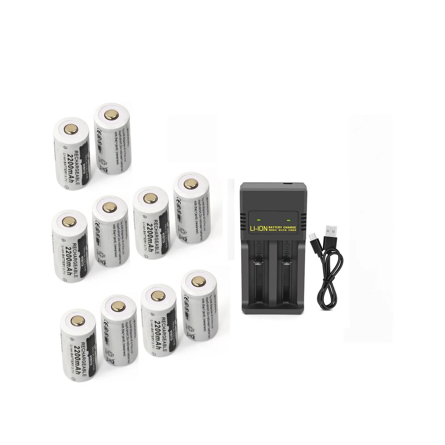 

3.7V Li-ion Rechargeable 16340 Batteries CR123A Battery For LED Flashlight 18650 16340 usb charger For 16340 CR123A Battery